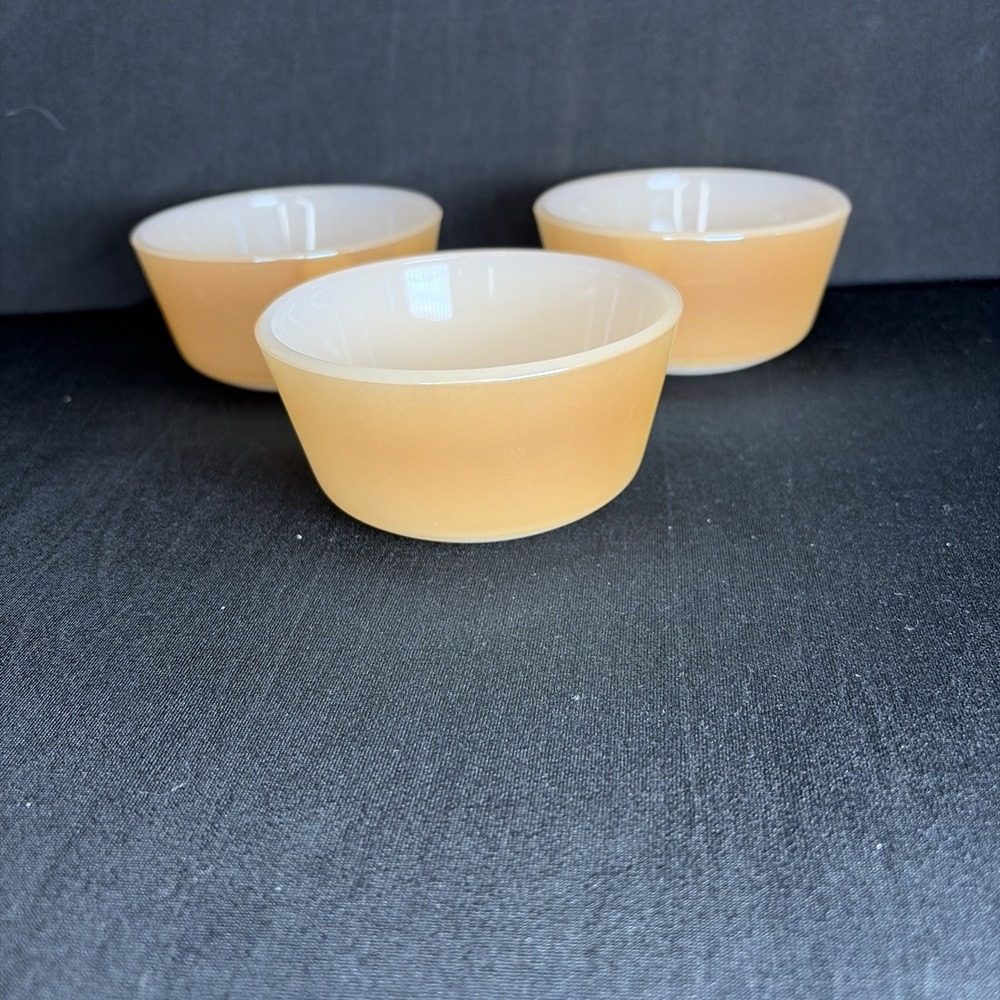 Vintage Anchor Hocking Fire King No.434 6 Oz  Peach Lusterware Dessert Cups (3)